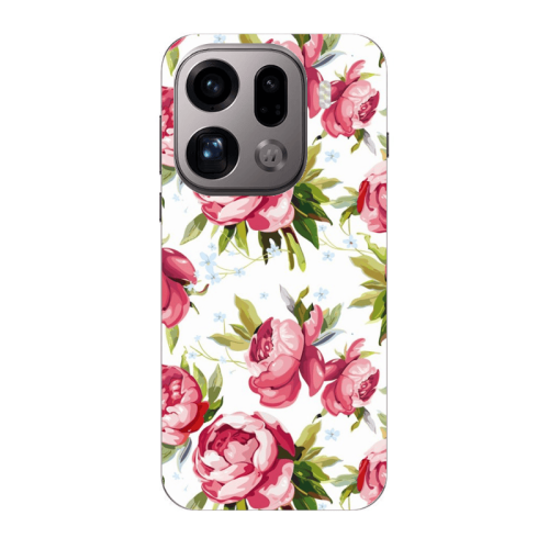 Oppo Find X9 Pro Pink Roses Transparent Silicone TPU Θήκη